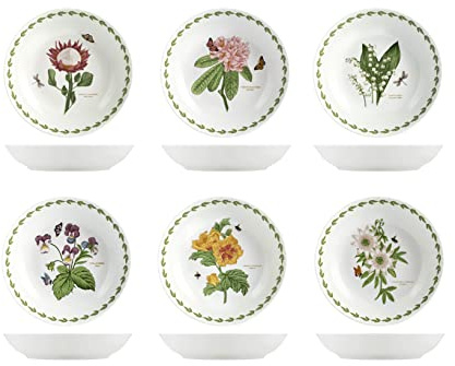 H&H Flowers Set 6 Piatti Fondi, Porcellana, 20cm