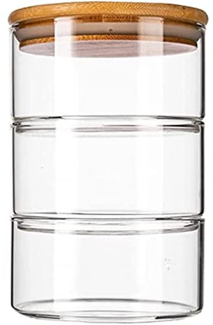 Cabilock Sü?igkeiten Set Vorratsdose Stapelbare Glasdose mit Deckel Vorratsgl? Glasbeh?lter Teedose Frischhaltedose Aufbewahrungsdose Vorratsbeh?lter für Snacks 1
