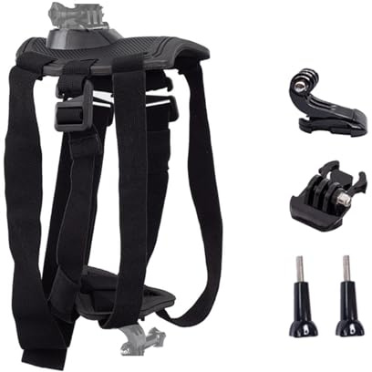 Pettorina per cani GoPro, morbida e regolabile, con 2 basi di montaggio, per fissaggio petto e schiena, per tutti i modelli e altre fotocamere sportive, adatta per cani di taglia media e grande