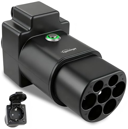 GUWIEYG Adaptateur Type2 vers Schuko, Chargeur EV 16A ou Adaptateur de Station de Charge Type2, déchargeur IEC 62196
