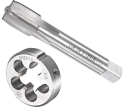CoCud Macho y Troquel Juego, M16 x 1 Rosca, Métrica Alta Velocidad Acero Máquina Rosca Macho y Redondo Troquel Herramienta Kit - (Aplicaciones: para Roscado Reparación), 1 Juego
