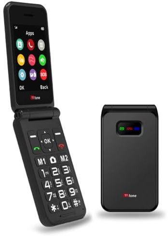 TTfone TT760 4G USB-C Mobile Phone for the Elderly, Simple and easy to use flip folding cell cheap and easy to use, EE Pay as you go (Black, with USB Cable)