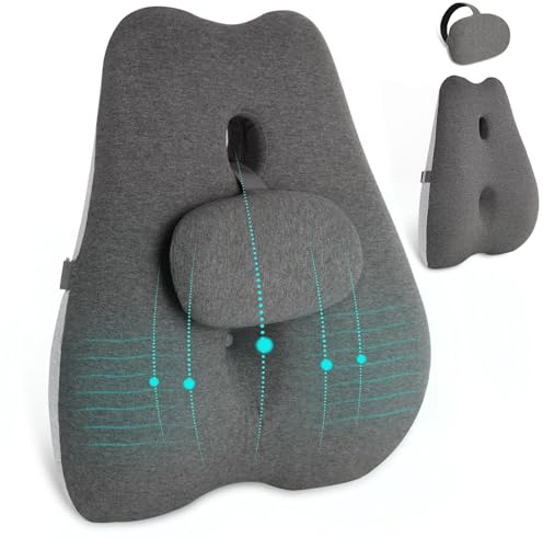 MzGro Coussin de soutien lombaire pour chaise de bureau – Coussin de soutien dorsal en mousse à mémoire de forme haute densité pour soulager les douleurs dorsales – Oreiller lombaire pour soulager la