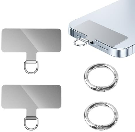 Cell Portable Lanyard and 2 Pieces Spring Coil Rings, Stainless Steel Cell Lanyard Patch, Compatible with Most Smartphones