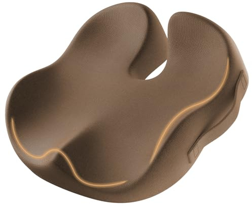 ProtoArc Sittdyna kontorsstol ergonomisk, sittdyna ortopedisk avlastning sittben, ischias, höft, minnesskumkudde för rullstol, bil, flygplan, komfort hela dagen svanskoskudde, brun