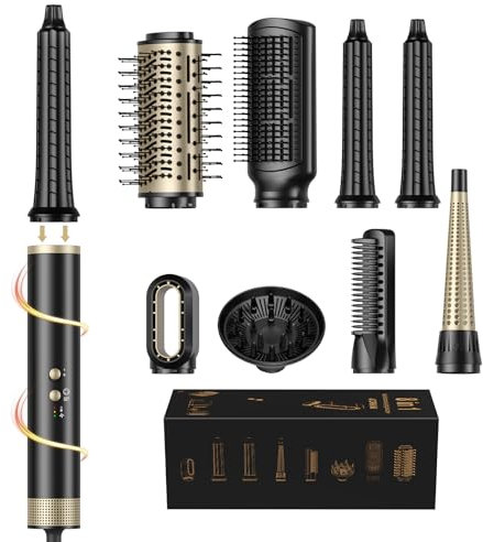 1500w Air Styler 8 in 1 Atopskins Hairstyler set mit 110000 RPM Motor Haartrockner, Rundbürstenföhn Föhnbürste Warmluftbürste Set, Air Lockenstab, Föhn mit Diffusor, Volumizer, Haarglätter Bürste