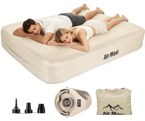 Matelas Gonflable, Lit Gonflable Double avec Pompe Électrique, Materasso Autogonfiante pour la Maison et Le Camping (196 x 150 x 35 cm)