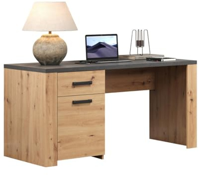 trendteam smart living - Follow - Schreibtisch - Artisan Eiche/Matera - Computertisch mit einem Fach - (BxHxT) 145 x 76 x 70 cm - Vollauszug Schublade