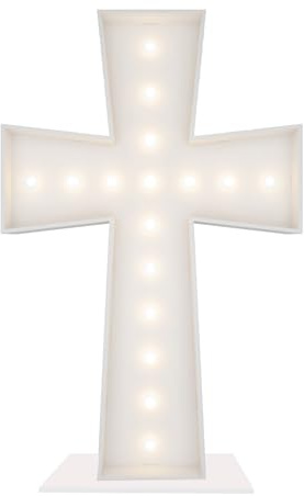 3FT Lighted Cross Marquee – Large Indoor Outdoor Light Up Cross Christmas & Baptism Decorations, LED Décor for Parties, Religious Events & Celebrations