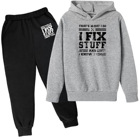 Chándal para niños Chándal Niños Verano Invierno Niños Sudadera Conjunto Popular Impreso en Ropa Interior Traje Casual Disfraz Niño Ropa Deportiva Tracksuit Sport, gris oscuro, 11-12 años