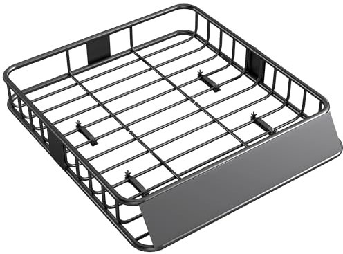 HOMCOM Porte-bagage pour voiture universel, galerie de toit pour voiture en acier 110,5x99,5x18,5cm, charge 90,7kg aérodynamique avec déflecteur d'air, panier de toit pour véhicules tout-terrain, noir