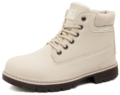 VTASQ Snow Boots Womens Waterproof Ladies Winter Ankle Boots Warm Faux Fur Lined Hiking Walking Shoes Backpacking Non-Slip Outdoor Fashion Shoes Beige UK6.5