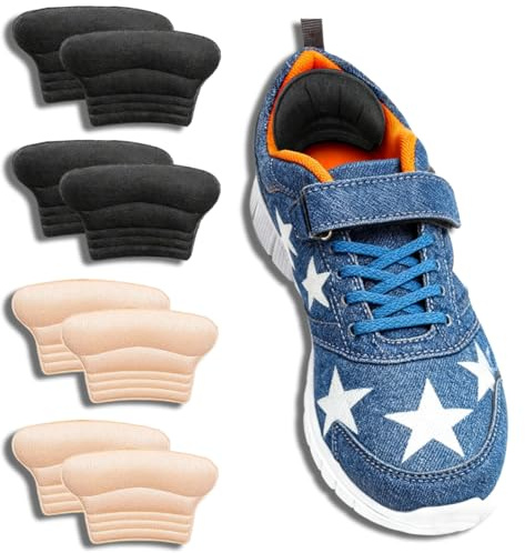 4Pairs Kids Heel Grips Self-Adhesive Heel Cushion Pads, Add Volume to Too Large Shoe Inserts Prevent Skin Rubbing and Blister Shoe Fit for Girls and Boys