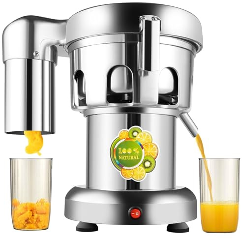 Extractor de jugo comercial, exprimidor centrífugo de acero inoxidable resistente, alta eficiencia para frutas y verduras