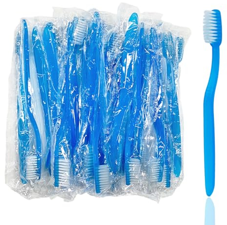 GYIOFAI 25 Pezzi Spazzolini da Denti Monouso, Spazzolini da Denti Da Hotel, Portatile Spazzolino Viaggio, Confezionato Singolarmente Spazzolino Usa e Getta per Hotel Viaggio