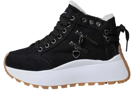 Generisch Zapatillas deportivas altas que refuerzan la altura con forro polar suela gruesa, Negro , 39 EU