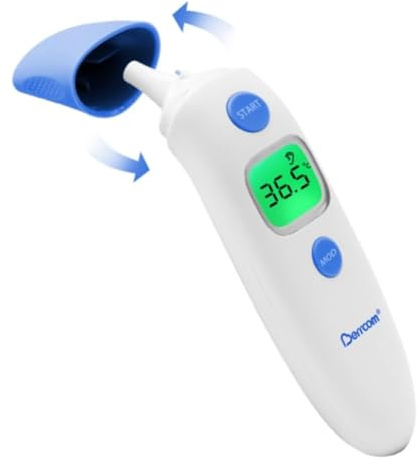 Berrcom Stirn-und Ohrthermometer Fieberthermometer Digitales Ohrthermometer Kontaktlos Infrarot Medizinisches Thermometer für Baby, Erwachsen mit Fieberalarm, Speicherfunktion