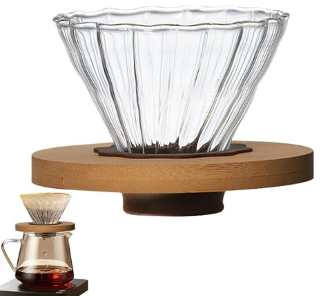 Cafetière à café pour-over - Cadre de présentation en verre - Secteur de brassage pour-over - Unité de filtre à café réutilisable - Module de support - Pour le lieu de travail à domicile, la cuisine