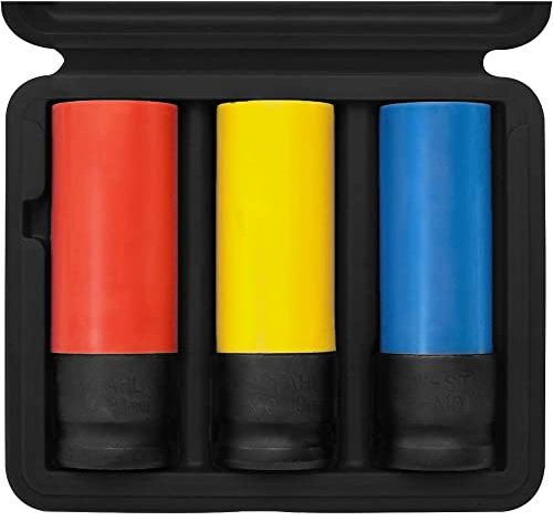 SW-Stahl 07870L Radmutterneinsätze, 1/2 Zoll, 17-21 mm, 3-teilig I Schoneinsätze Radmuttern I Schlagschrauber Nuss Set I Stecknuss Radmuttern I für Kfz-Werkstätten