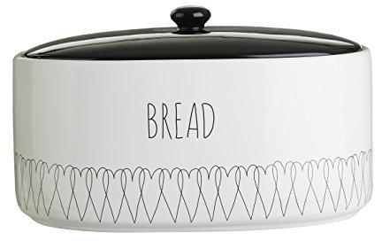 Premier Housewares Heartlines Bread Canister, Dolomite, White