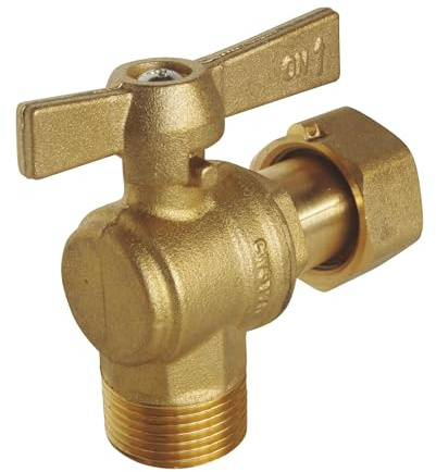 SOMATHERM FOR YOU, Robinet d'arrêt équerre laiton M3/4 avec écrou tournant 3/4, manette papillon, double joint torique, pour compteur d'eau, usage eau potable, norme ACS