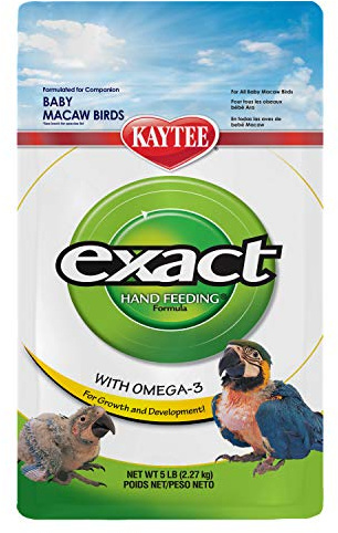 Kaytee Exact Hand Feeding Pet Bird Baby Food For Macaw, Eclectus, Hawk-Headed, African Parrots, Caiques, and Any Baby Under 2 Weeks Old, 5 Pound