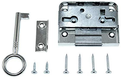 SN-TEC Aufschraubschloss/Möbelschloss/Schrankschloss, Dornmaß: 25mm, (Gesamttiefe 44mm), rechts/links/LAD verwendbar incl. Schließblech incl. Montagematerial