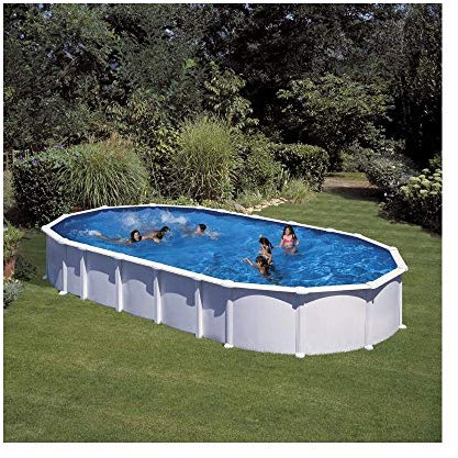 Piscina de Acero Elevada,Ovalada con Aspecto Acero Blanco. Piscinas Desmontables para Jardín 915x 470 x 132 cm - Piscina Gre KITPROV9188Haiti.