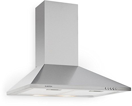 Klarstein TR60WS - Cooker Extractor Hood, Exhaust Hood, Wall Hood, 3 Steps, Max. Exhaust Air: 310 m³/h, Stainless Steel, Wall Mounted, Width: 60 cm, 2 x Grease Filters, Exhaust Hose, Silver