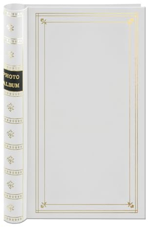 Spiral Bound Photo Album 300 Bi-Directional Memo Pockets Hold 4x6 Photos, White