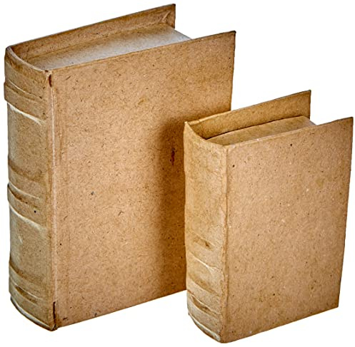 Boîtes livres, dim. 6x9x2 cm, dim. 8x11,5x2,5 cm, 2pièces, Marron