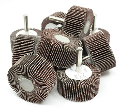 Benchmark Abrasives Aluminum Oxide 2 Inch Flap Wheel 1” Length 1/4 Shank Mounted Sander for Deburring, Sanding, Grinding Paint Removal Polishing Wheel for Drill & Die Grinder (10 Pack) - 60 Grit
