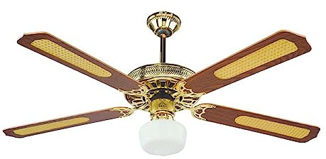 Ventilatore a soffitto, 3 velocità con luce come un lampadario. 4 pale color marrone in legno