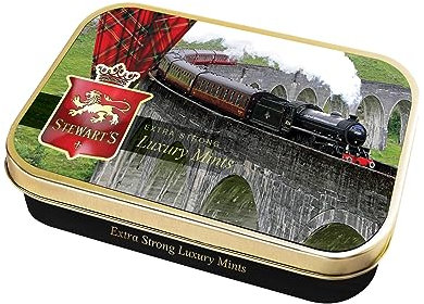 Stewart's - Glenfinnan Steam Train Tin filled with Extra Strong Mints (40g) - Cool Refreshing Peppermint Flavour For Instant Breath Freshness, Pocket Sized Collectable Tins, Ideal for Gifting