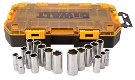 DEWALT Deep Socket Set, 20-Piece, 3/8 Drive Metric/SAE (DWMT73812)