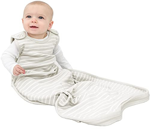 Woolino Ultimate 4 säsong baby sovsäck – merinoull baby sovsäck, ekologisk bomull, utsida, temperaturreglerande året runt, bärbar filt, justerbar universell storlek 2-24 månader – grå