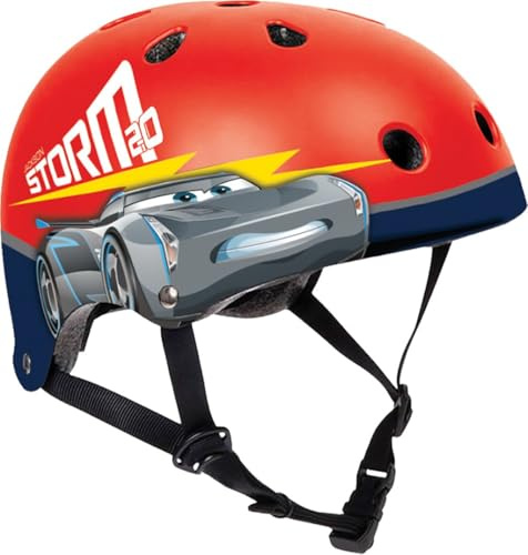 Tataway Casco Nut Disney Cars da bicicletta per bambino con fori di aerazione, regolazione a ghiera e cinturini di fissaggio. Misura 53-55 cm (4-8 anni)