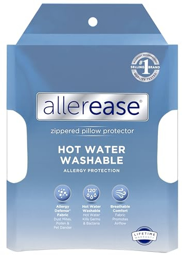 Aller-Ease Hot Water Washable Zippered Pillow Protector, 2-Pack