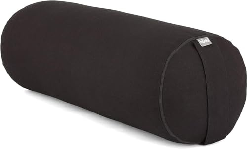 Bodhi Coussin bolster de yoga BASIC env. 65 x 22 cm, coton robuste, housse amovible, lavable à 30°C, passant pour le transport, remplissage et couleur au choix (noir, cosses d'épeautre)