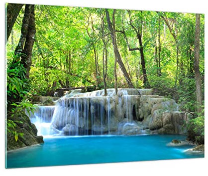 Bilder auf Glas 100x70cm Glasbild Wasserfall Wald Umwelt Groß Wanddeko Bild im Glas Schlafzimmer Küche Deko Wandbilder Dekoration Wohnzimmer Modern Wall Decor Wand Kunstdruck Art GAA100x70-2664