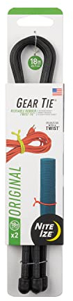Nite Ize GT18-2PK-01 Gear Reusable Rubber Twist Tie (Pack of 2), Black, 18-Inch