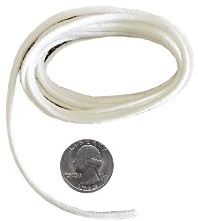 Firefly Brand - 5 Feet of 2.6mm Braided Eco Cotton Replacement Wick for Oil Lamps and Candles for Round Wick Holders