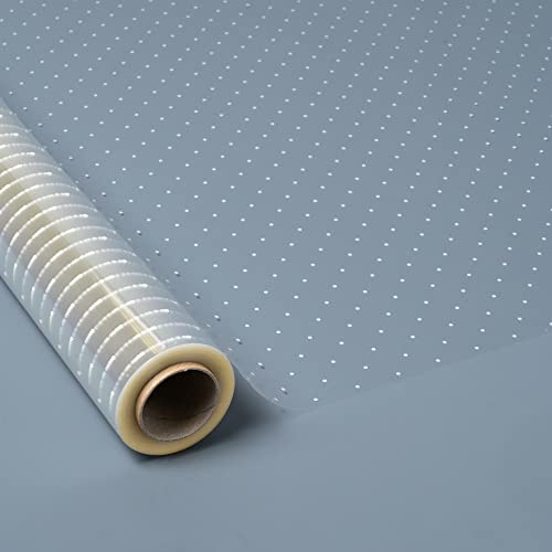 PAKOT – Papel Celofán Transparente con Lunares Blancos – Rollo Resistente 70 cm x 50 m – Envolver Regalos, Ramos, Cestas y Manualidades Creativas
