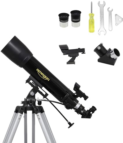 Omegon AC 102/660 AZ-3 teleskop | Refraktorteleskop med stort fält | 102 mm öppning | brännvidd på 660 mm | Enkel användning | Perfekt för mån- och stjärnskådning
