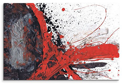 120x80cm Leinwandbild Leinwanddruck Kunstdruck Wandbild rot schwarz grau weiß gemalt
