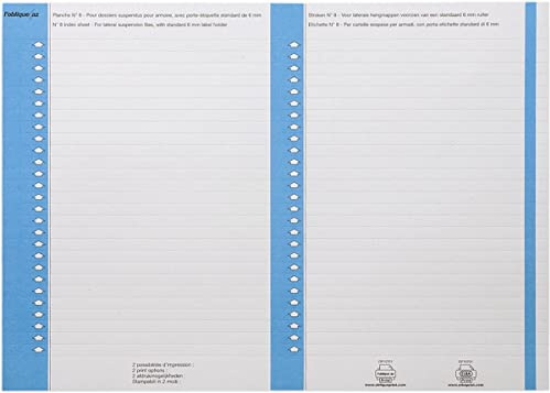L'Oblique AZ Sachet de 10 planches d'étiquettes pour dossiers armoire Bleu