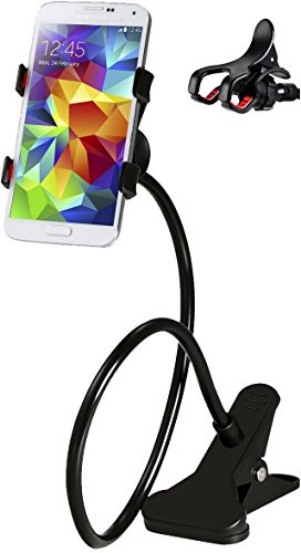 Gooseneck mobiltelefonhållare / fäste / klämma, universell pryl för hem/kontor, svänger genom 360 grader