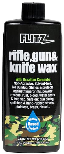 Flitz Rifle, Gun, Knife Wax - 7.6oz Bottle of USA-Made, Premium Beeswax & Carnauba to Polish, Protect, & Remove Water Stains, Fingerprints, Rust - Non-Abrasive, Water-Based Gun Stock Wax (1 Pack)