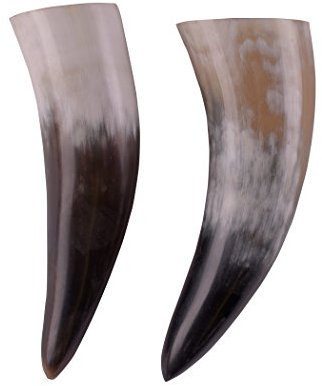 Battle-Merchant | Hochwertiges Wikinger Trinkhorn | Lebensmittelechtes Naturhorn | Poliertes Rinderhorn | Mittelalter Met-Horn | Deko, LARP, Reenactment | ca. 0,25 L