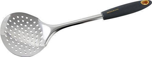 Fackelmann Abseihlöffel 34 cm SOFT, Küchenhelfer mit Funktionsteil aus Edelstahl, Schaumlöffel mit ergonomischen Griff (Farbe: Orange/Grau), Menge: 1 Stück